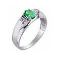 thumbnail image 3 of Rylos  Sterling Silver Classic 6X4MM Oval Emerald & Diamond Ring - Birthstone Jewelry for Men -Size 12, 3 of 6