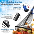 thumbnail image 5 of Adjustable Garden Leaf Rake 67 inch, Collapsible Metal Yard Rake for Leaves with Expandable Head 8-17", 5 of 8