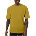 thumbnail image 2 of Man Solid Color Casual Loose Elastic Sports Short Sleeved Round-Neck Blouses,01-Yellow 1_5XL, 2 of 6