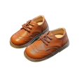 thumbnail image 1 of Zapatos de guisantes de cuero con cordones informales para bebés y niños pequeños, color marrón, 1 of 5