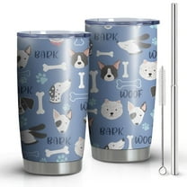 20oz Tumblers Dog with Woof and Bark Stainless Steel Vacuum Insulated Double Wall Travel Tumbler Cups Mug with Lid and Straw,Cleaning Brush for Cold & Hot Drinks
