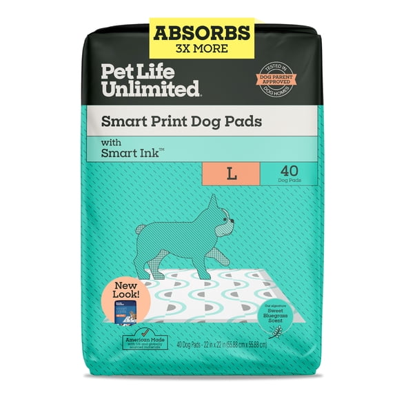 Pet Life Unlimited Smart Print Dog Pads, Large, 22" x 22", 40ct