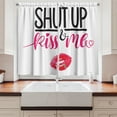 thumbnail image 2 of Love Curtains 2 Panels Set, Shut Up and Kiss Me Hand Lettering Valentine's Day Theme Lipstick Stain, Window Drapes for Living Room Bedroom, 55W X 39L Inches, Pink Hot Pink and Black, by Ambesonne, 2 of 3