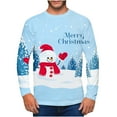 thumbnail image 1 of Hauts de Noël en Solde Hommes Décontracté Col Rond Manches Courtes Chandail Snowman Imprimé Réaliste T-Shirt Bleu Ciel TTTG, 1 of 5