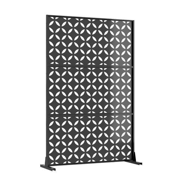 Accreate Outdoor Privacy Screen, Laser Cut Metal Garden Divider Panel with Tropical Leaf Design, Freestanding Weatherproof Privacy Fence for Patio Deck Backyard Balcony