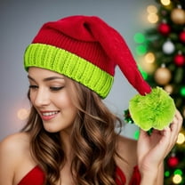 Xecvkr Christmas Knitted Santa Hat Parent Child Red Bunny Warm Winter Cap Elastic Adult Kids Holiday Costume Accessories 1pc