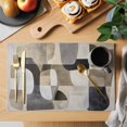 thumbnail image 2 of Black Brown Geometric Placemats Set of 6 Modern Abstract Textured Place Mats Indoor Wipeable Table Mats Washable Cloth Dining Table Placemats for Kitchen Holiday Party Home Decor 13x19 Inch, 2 of 9