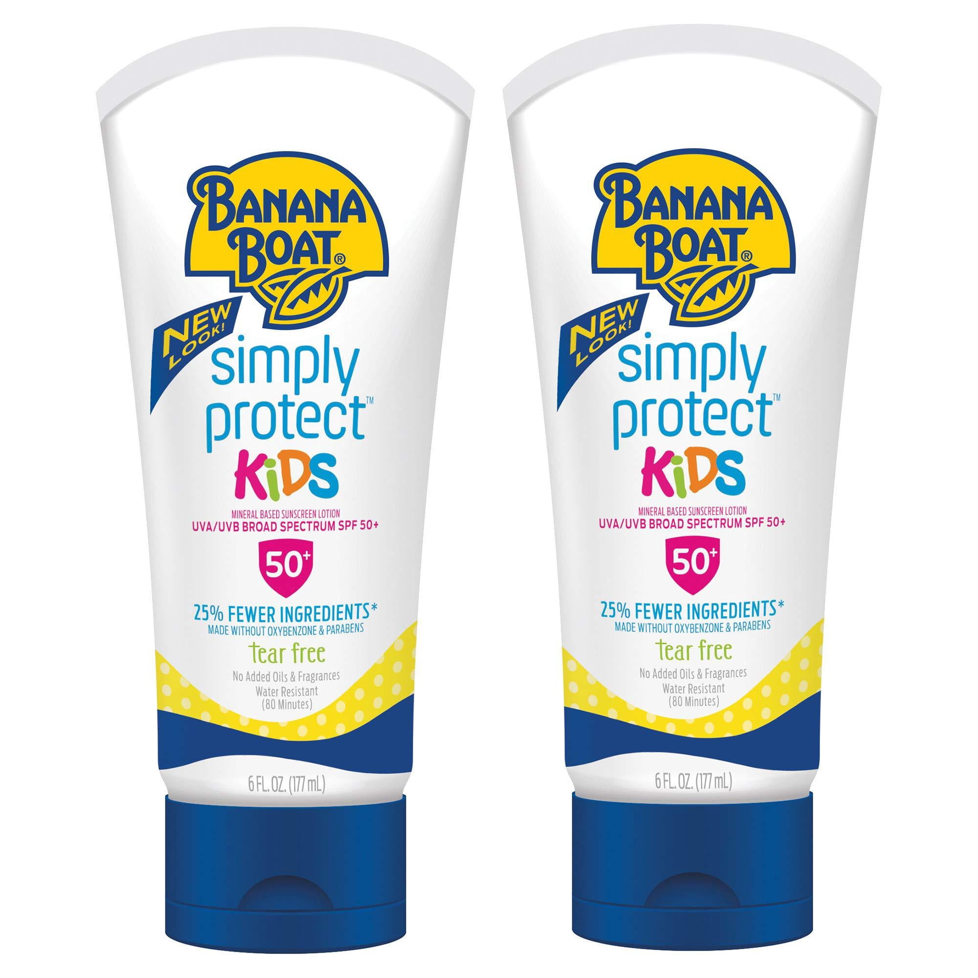 Banana Boat Simply Protect Tear Free, Reef Friendly Sunscreen Lotion for Baby, Broad Spectrum SPF 50, 25% Fewer Ingredients, 6 Ounces - Twin Pack Lotion Twin Pack