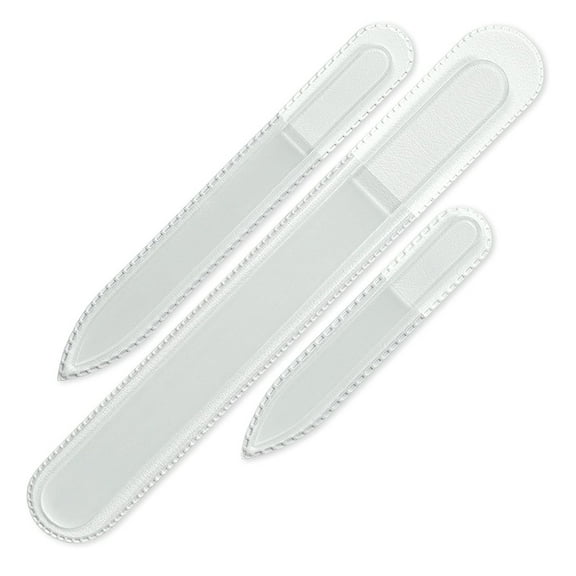 Hsankro Gift Set, 3 Glass Nail Files, Czech Crystal, Double-Sided, Natural Nails, Washable, Etched Design