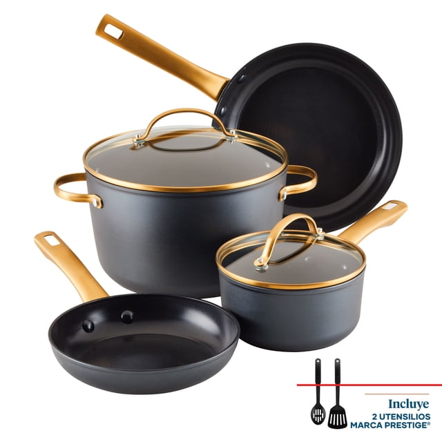 Juego de cocina 8Pzs, Farberware Forge Induction. Antiadherente Cerámico. Placa de Inducción. Color Negro.