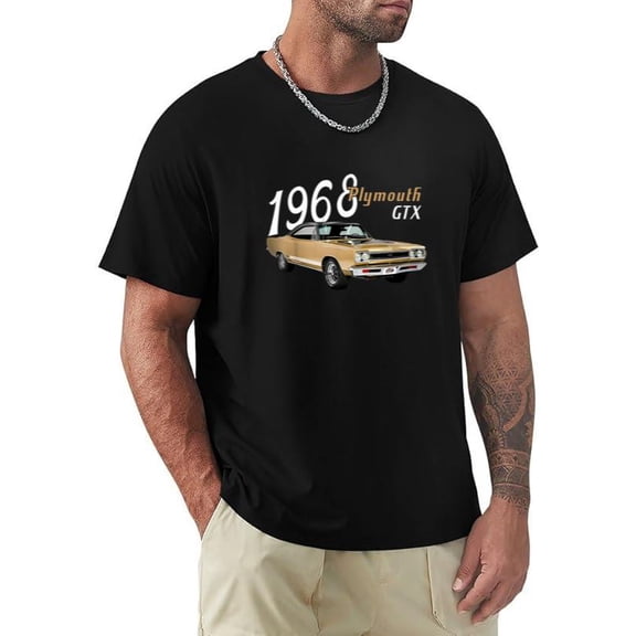 Classic 1968 Plymouth GTX Retro Muscle Car Lover Auto Fan T-shirt, for men & women, up to size 5XL.