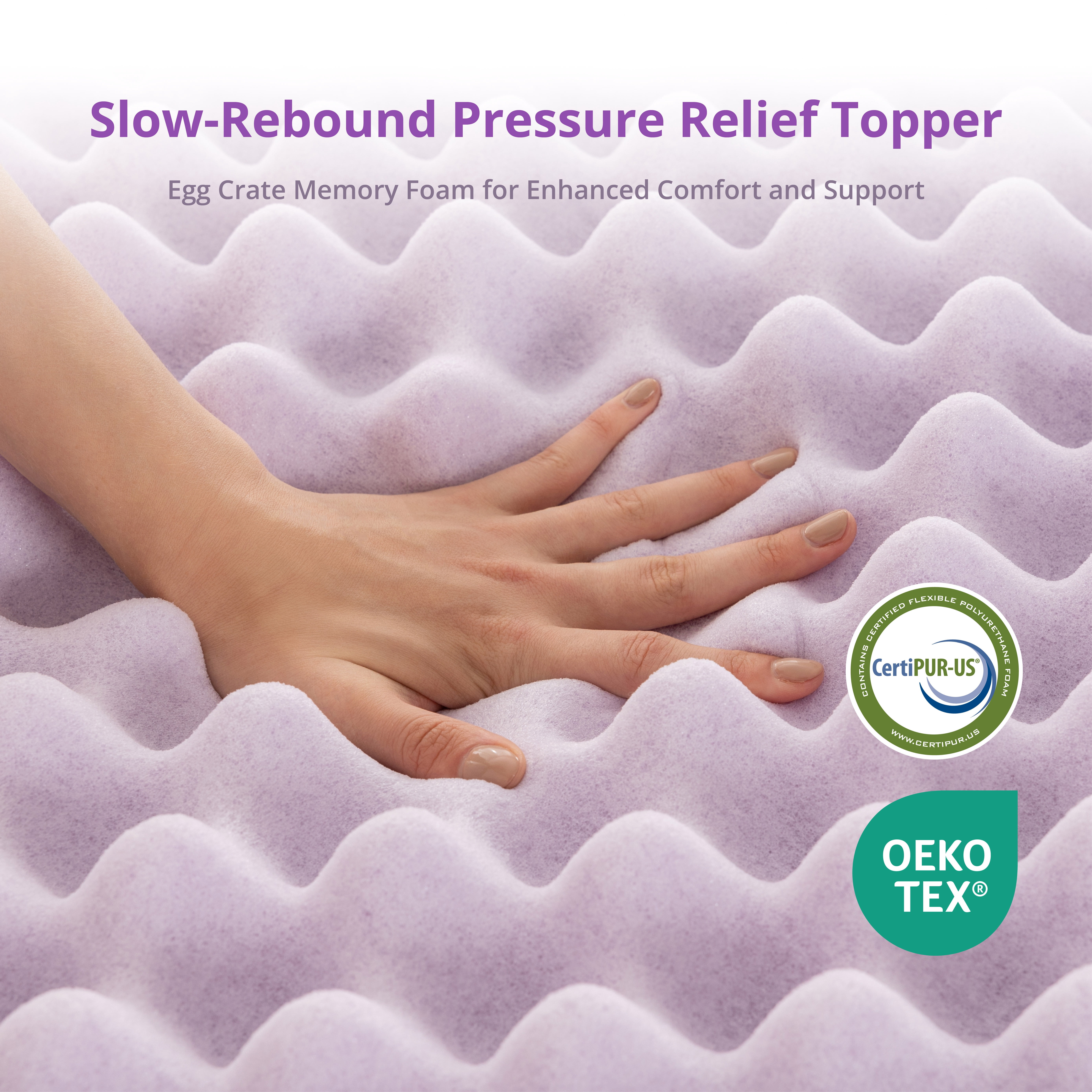 EGOHOME 3 inch Queen Memory Foam Mattress Topper,Egg Crate Foam Pad with Lavender Gel