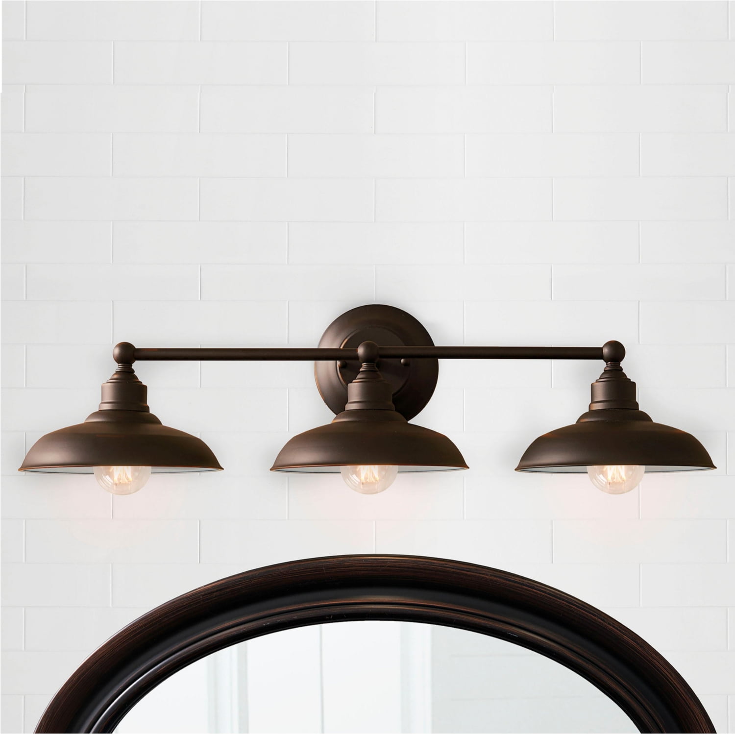 Better Homes & Gardens 28.5" Farmhouse Triple Wall Scones 3-Light Vanity Light, Oil Rubbed Bronze