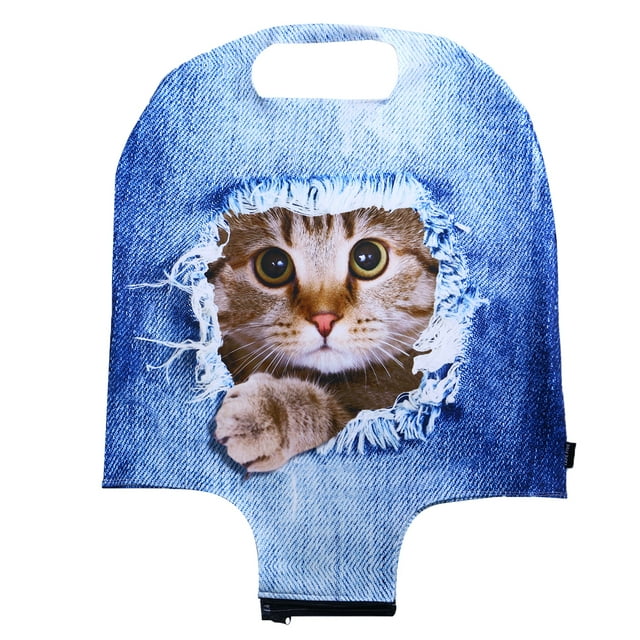 18-20 Inch 3D Printed Luggage Cover Ripped Cat Pattern Stretchy Suitcase Cover Zipper Travel Luggage Cover