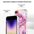thumbnail image 4 of ELEHOLD for iPhone SE 2022 4.7 inch Marble Case, Clear Electroplated Frame Soft TPU Anti-Scratch Wear-Resistant Wireless Charging Slim Fit Transparent Case for iPhone SE 3rd Generation 2022, Pink, 4 of 6