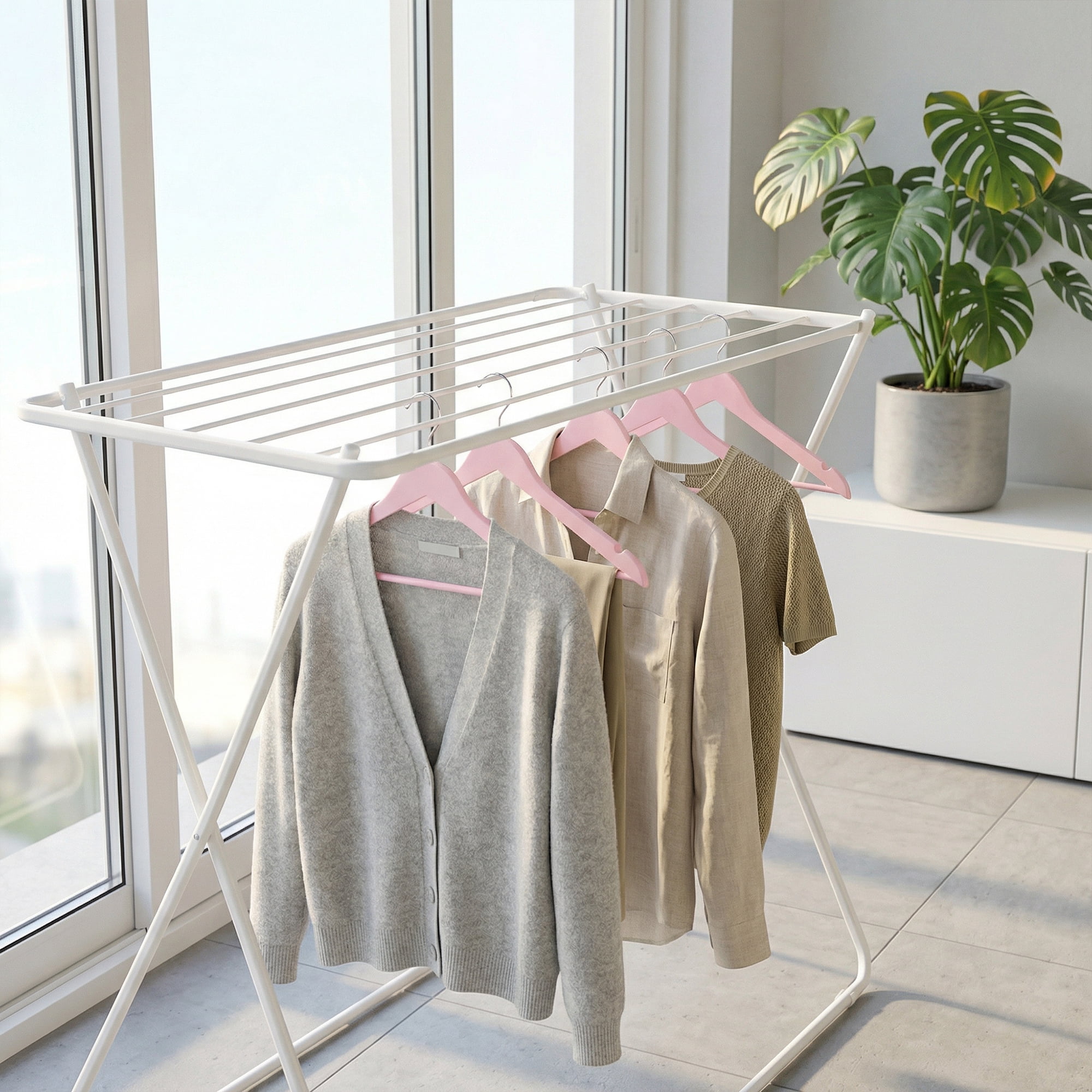 Unique Bargains 10Pcs Plastic Durable Space Saving Nonslip Hangers Pink
