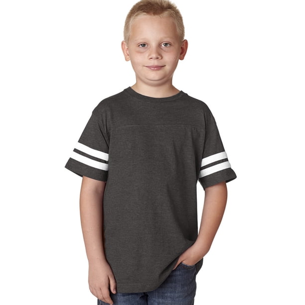 6137 LA T Youth Football Tee - Vintage Red Blended White, Heathered Jersey, Large Size