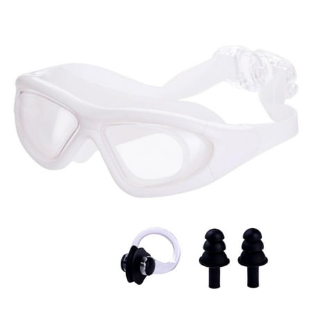 Swimming Goggles with Storage Case Swimming Glasses for Adult Teens Unisex White