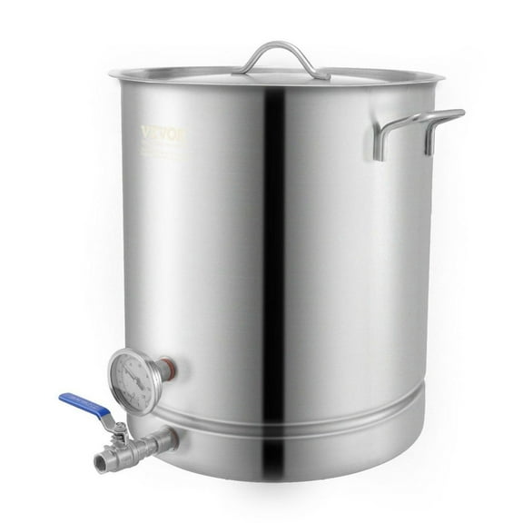Stainless Steel Brewing Pot 16 Gallon - Home Brew Kit with Thermometer, Spigot, Filter - Beer, Wine, Cooking - Tri-Ply Bottom 16 Gallons