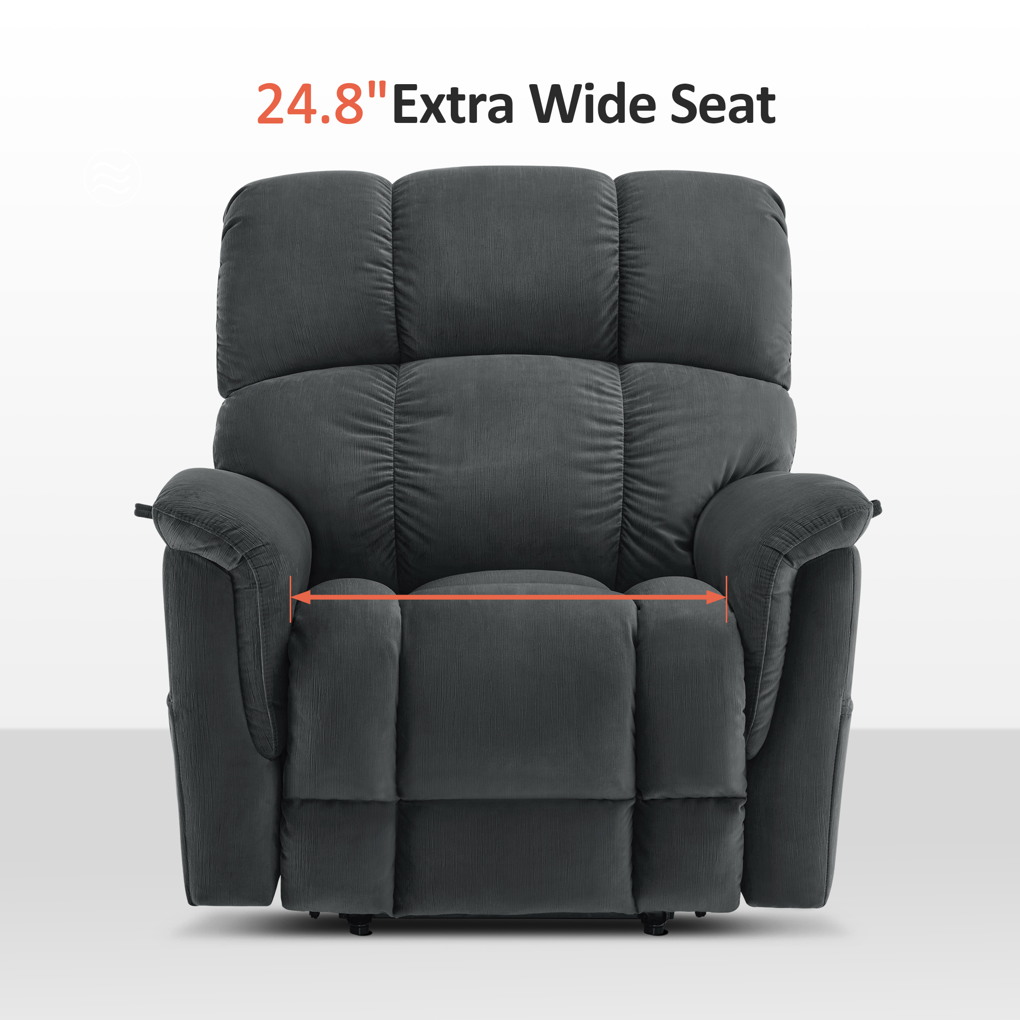 MCombo Oversized 24.8" Seat Width Large Dual Motor Power Recliner Lift Chair for Tall Elderly, Infinite Position,  Dark Grey Fabric