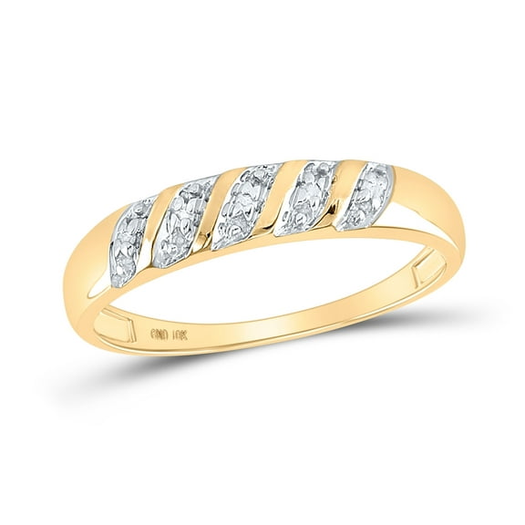 10K Yellow Gold His Hers Round Diamond Solitaire Matching Wedding Set 1/20 Cttw, Womens Size: 5-10, Mens Size: 7-13