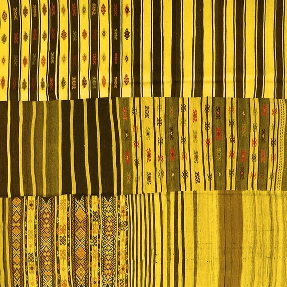 Ahgly Company Indoor Square Southwestern Yellow Country Area Rugs, 3' Square