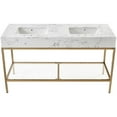 thumbnail image 3 of Maklaine Contemporary White Artificial Marble Bathroom Vanity, 3 of 6
