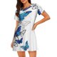 thumbnail image 1 of Easygdp Blue Flying Butterflies Camisón de manga corta para mujer, informal, estampado, 1 of 6