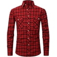thumbnail image 1 of Camisa informal a cuadros para hombre, estilo formal, de negocios, de corte entallado y con bolsillos para uso social en la calle, 1 of 4