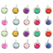 Spatiy Rhinestone Brads Small Round Metal Paper Fasteners 100pcs Pastel Brads for DIY Scrapbooking Making Wedding Christmas Crafts 8x15mm ( )