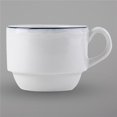 thumbnail image 1 of Tuxton SBF-0303 3 oz Porcelain White Scalloped Blue Band Stackable Espresso Cup, 1 of 1