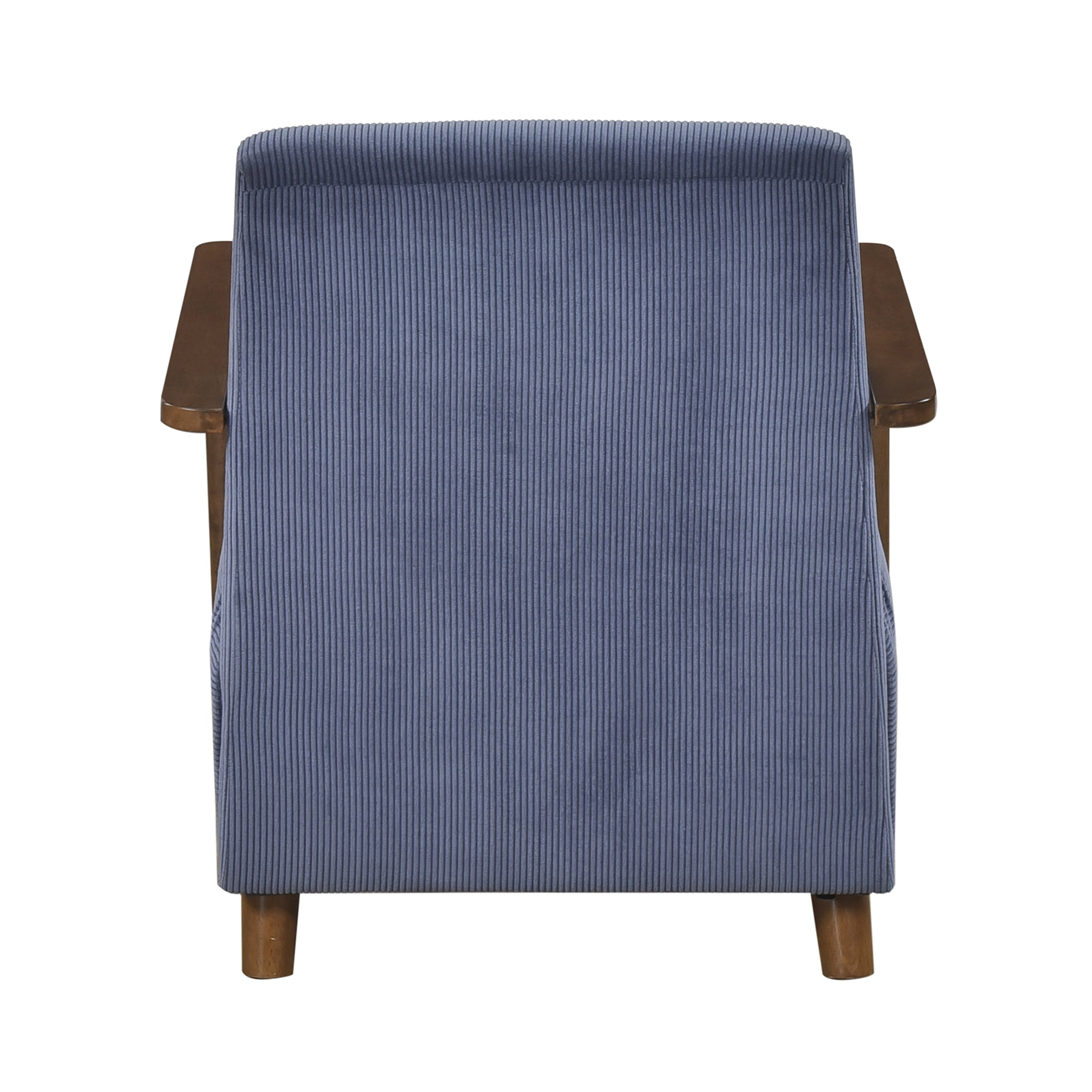 OakvillePark Aralune Corduroy Accent Chair, Blue and Brown Wood Finish
