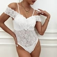 thumbnail image 6 of TANYSU Women's Lace Bodysuits Summer Sleeveless Spaghetti Hollow Out Bodysuit Casual Boho Off-Shoulder Party Wear Solid Color Onesie Fashionable, 6 of 9