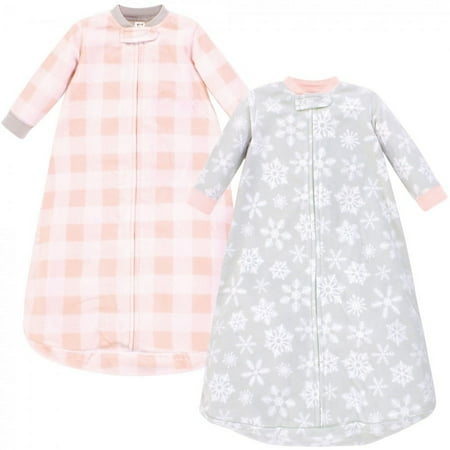 UPC: 0660168591484 | Hudson Baby Infant Girl Long-Sleeve Fleece Sleeping Bag  Gray Pink Snowflake  0-9 Months