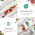 thumbnail image 4 of Christmas Fleece Print Throw Blanket, Super Soft Plush Cozy Fuzzy Red Floral and Green Leaves Printed Throw Blankets for Couch Sofa Bed, and Home, Microfiber Flannel, All Seasons 50x60 Inches, 4 of 7