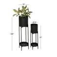 thumbnail image 4 of DecMode Modern Metal Cylinder Shape with Plate Planter, Set of 2 24"W, 33"H Features Matte Charcoal Black Finish, 4 of 12
