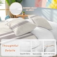 thumbnail image 2 of 3 Piece Simple Farmhouse Style,Duvet Cover Set California King,Microfiber Comforter/Quilt Cover with Corner Ties and 2 Pillowcases,Abstract Grey Geometric Stripe Soft Bedding with Zipper Closure, 2 of 8