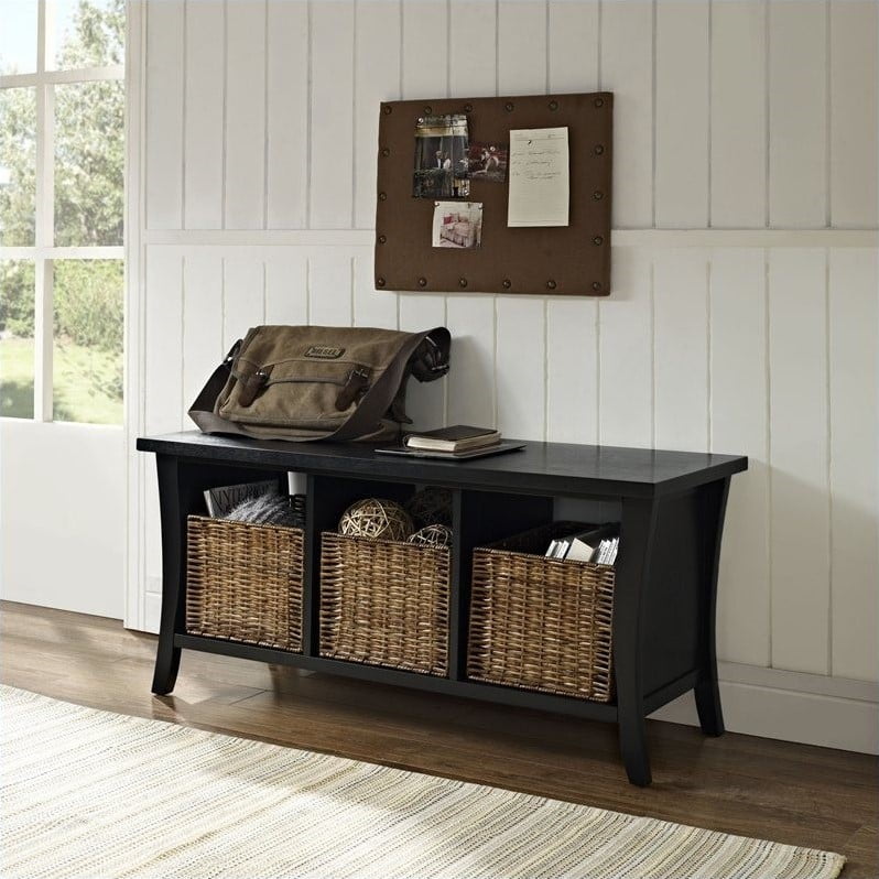 Crosley Wallis Entryway Storage Bench In Black