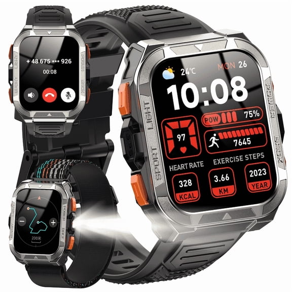 IOWODO 2025 NEW GPS Smart Watch 1ATM Swimming Waterproof, 170  Sports Mode, 900mAh Battery, Make&Answer Call Smartwatch for Men Women, Fitness Watches for iOS and Android (Black)