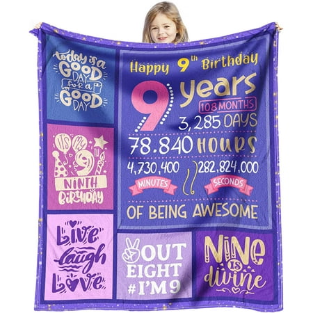 Gifts for 9 Year Old Girls – 9 Year Old Girl Gifts for Birthday – Birthday Gifts for 9 Year Old Girl – 9th Birthday Decorations for Girls – 9 yr Old Girl Birthday Gifts Throw Blanket 60 x 50 Gifts for 9 Year Old Girls – 9 Year Old Girl Gifts for Birthday – Birthday Gifts for 9 Year Old Girl – 9th Birthday Decorations for Girls – 9 yr Old Girl Birthday Gifts Throw Blanket 60 x 50