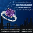 thumbnail image 2 of Gem Stone King 925 Silver and 10K Yellow Gold Purple Amethyst and White Lab Grown Diamond Engagement Ring for Women | 3.08 Cttw | Cushion 10MM | Gemstone February Birthstone | Size 6, 2 of 6