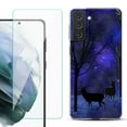 thumbnail image 1 of Slim-Fit TPU Fashion Phone Case for Samsung Galaxy S21 FE 5G Fan Edition, with Tempered Glass Screen Protector, by OneToughShield ® - Midnight Forest, 1 of 4