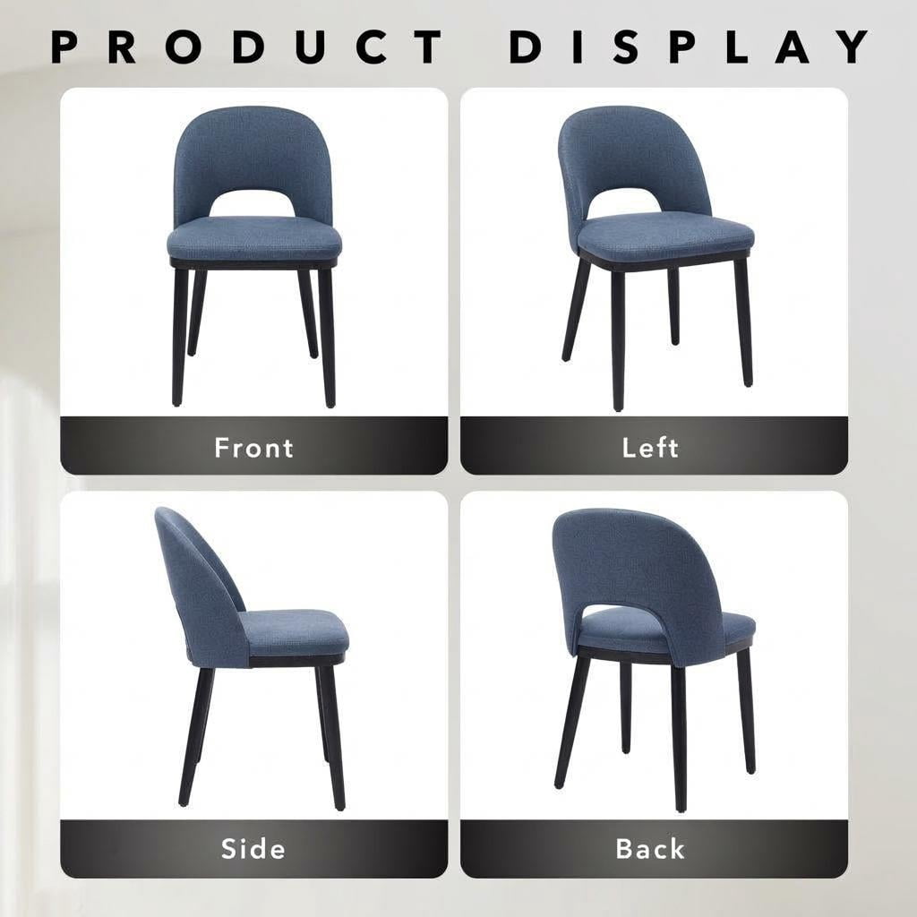 GARVEE Upholstered Dining Chairs Set of 6,Modern Dining Room Kitchen Chairs with High Back & Deep Seat for Vanity,Living Room,Cafe,Blue