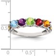 thumbnail image 4 of 14K/Silver Two-Tone Sterling Silver & 14K Five-Stone And Diamond Mother's Ring Semi-Mount (Size 7) Made In Thailand qmr23/5-7, 4 of 5