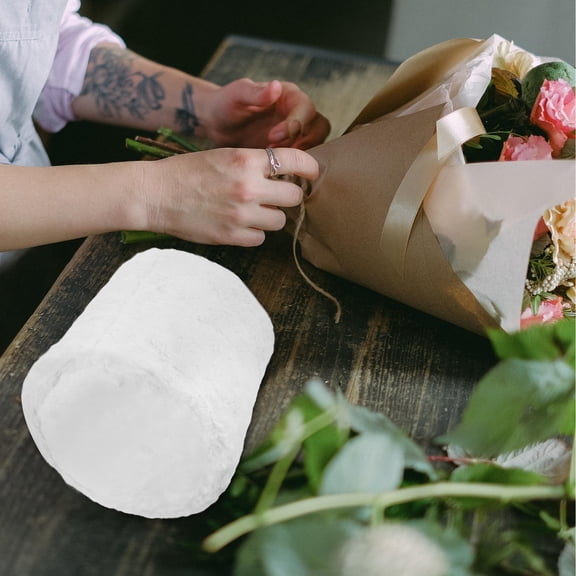 HONMEET White Round Flower Arrangement Container Floral Foam Block for Bouquet Craft 1 Set