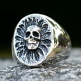 thumbnail image 3 of ZMY Home Stainless Steel Skull Stamp Ring with Leaf Design Unique Men's Party Jewelry (8), 3 of 5