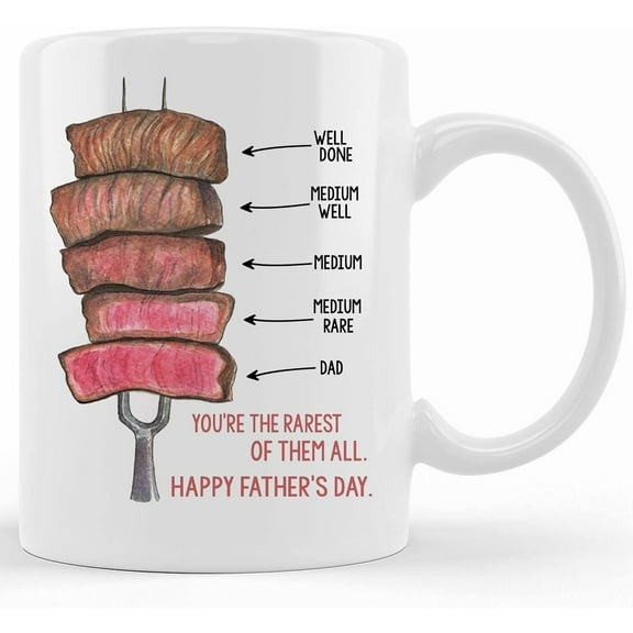 Personalized Personalized Mug Well Done Medium Well Medium Rare Dad You're The Rarest Of Them All Mug Father's Day Gift For Dad Gift Father's Day Gift, Ceramic Novelty Coffee Mugs 11oz, 15oz Mug, Tea