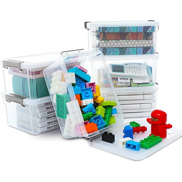 Citylife 3,2 Qt 6 Paquets Petits Bacs de Rangement avec Couvercles Contenants de Rangement en Plastique pour l'Organisation Boîtes de Rangement Empilables Transparentes Étui de Rangement