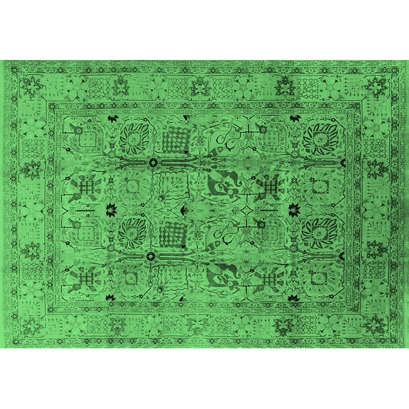 Ahgly Company Indoor Rectangle Oriental Emerald Green Industrial Area Rugs, 2' x 4'