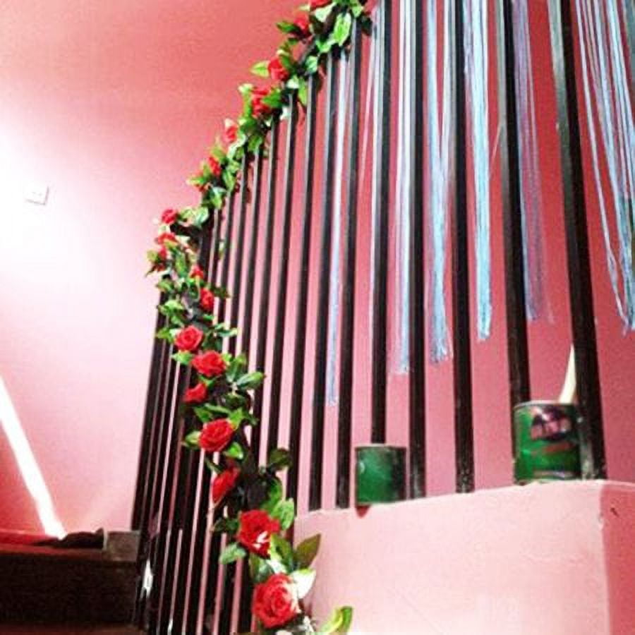 Morttic 7 Feet Fake Rose Vine Flowers Plants Artificial Flower Hanging Rose Ivy Home Hotel Office Wedding Party Garden Craft Art Decor (Rose Pink ,4pcs)